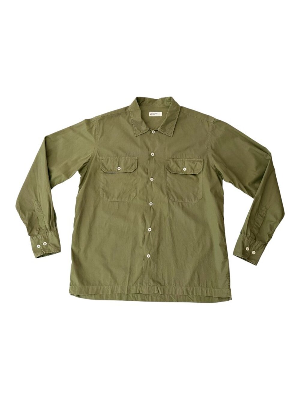 Universal Works Men's Medium Cotton Poplin Utility Shirt Olive Green Long Sleeve